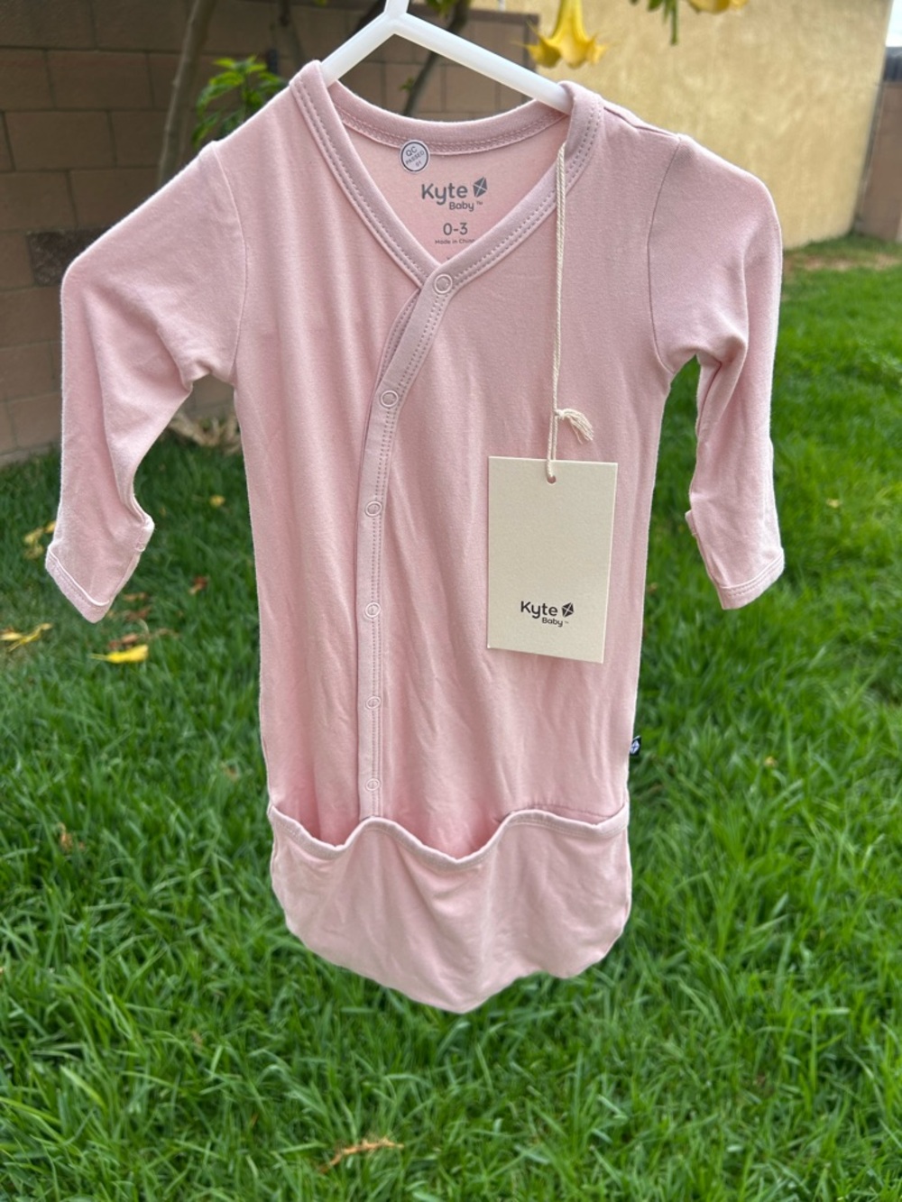 Kyte BABY Pink Infant Gown with Snaps